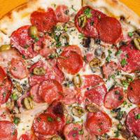 Quattro Carne Gluten Free Crust Pizza · Freshly made gluten free pizza dough topped beef, pepperoni, Italian sausage, Canadian bacon...