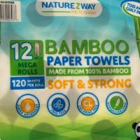 Naturezway Bamboo Paper Towels · 12 MEGA ROLLS 120 SHEETS PER ROLL
MADE FROM 100% BAMBOO