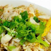 Crab Fried Rice · Real crab meat, asian broccoli, onion, scallion, egg.