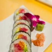 Sashimi Roll(Maki Style) · Tuna, salmon, white fish, avocado, cucumber.