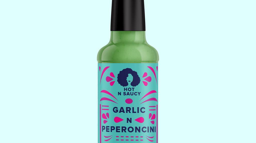 Garlic N Peperoncini Hot Sauce · Mildly spicy and boldly flavored garlic and peperoncini hot sauce made with all natural ingredients
