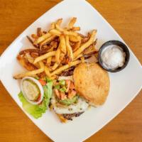 Southwestern Burger · Pepper jack, pico de gallo, guacamole, sour cream, poblano and grilled onions (Texas monthly...