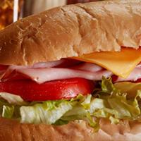 Ham N Cheese Sandwich · Ham n cheese sandwich is served with ham, lettuce, mayo, mustard, tomatoes.
