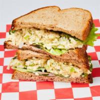 Chicken Salad Sandwich · Homemade Chicken Salad, Lettuce, Mayo on Wheat Bread (No nuts or fruit).