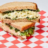 Egg Salad · Homemade Egg Salad, Spinach Leaves, Mayo on Wheat Bread (No nuts or fruit).
