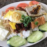 Special Rice Plate · Char-broiled pork, shredded pork, egg pork patty, shrimp cake, egg & fresh vegetables served...