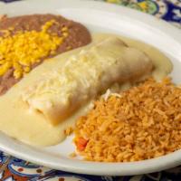 Enchilada Dinner · Choice of the following beef, chicken, cheese, spinach choice of sauce chili con carne, sour...