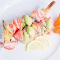 New York Roll · Cooked. Tempura shrimp topped with crab meat & avocado.