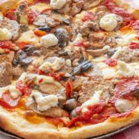 Hand · Mozzarella, Italian sausage, meatballs, pepperoni, mushroom & ricotta cheese
