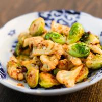Brussels Sprouts · Wok charred brussels sprouts, cauliflower, xo sauce. Spicy.