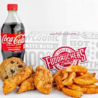 Fried Chicken Tender Box · 900-2010 cal. Fried chicken tenders served with choice of side, dipping sauce, beverage, and...