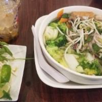 Ph10. Vegetarian Pho · Phở chay. Assorted veggies and tofu in vegetarian broth.
