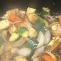 Vegetable Plate · Mix vegetables Zucchini, Mushroom, Carrots, and Onions  cook on hibachi grill and your choic...