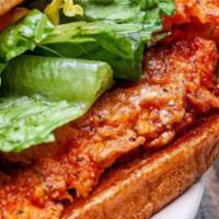 Buffalo Ranch Crispy Chicken Sandwich · With lettuce, pickles and tomato.