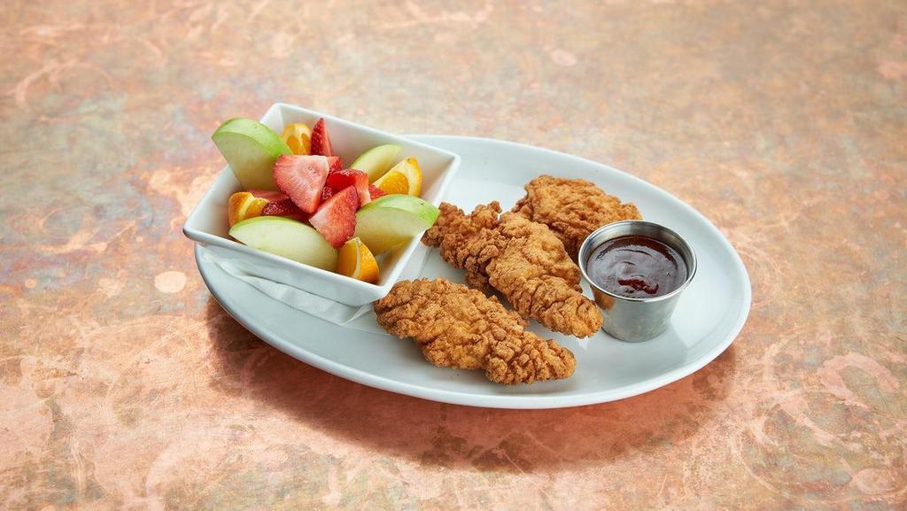 Chicken Tenders · Bbq sauce.. Choice of fries or fruit cup..