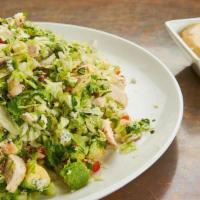 Caesar Salad · Half Pan - Chopped romaine, hard-boiled eggs, kalamata olives, Parmesan, garlic brioche crou...