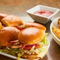 Mini Grilled Chicken Sandwiches · Grilled chicken breast, hardwood smoked bacon, french fry aioli, shredded iceberg, vine-ripe...