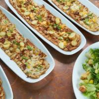 Pizza & Salad · 4 Loaded Baked Potato Flatbread-Fingerling potatoes, hardwood smoked bacon, mozzarella, ched...