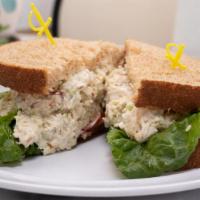 Chicken Salad Sandwich · Homemade chicken salad with almonds, mayonnaise, lettuce and tomato served on your choice of...