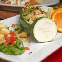 El Campechano · Sautéed jumbo shrimp & tilapia with onions, peppers, & tomatoes over open zuchinni, served w...