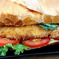 Milacay Chicken Sandwich · Fried Chicken & Lettuce, Tomato w/ La Cay Chicken Sauce
Calories=600 Total Fat=23gr Satd Fat...