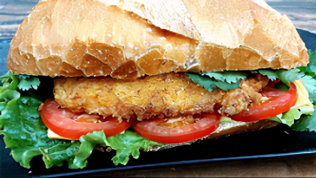Milacay Chicken Sandwich · Fried Chicken & Lettuce, Tomato w/ La Cay Chicken Sauce
Calories=600 Total Fat=23gr Satd Fat=7gr Trans Fat=0gr Carbs=47gr