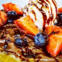 Double Chocolate Waffle · Freshly made waffle with two chocolate toppings.