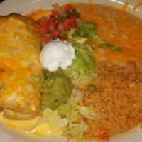 Chimichangas  · Choice Of Chicken, Asada, Pastor, Barbacoa, Lengua, Or Picadillo, Served With Rice, Beans, S...