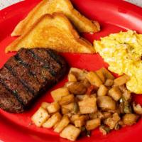 Steak & Eggs · Ribeye 2 eggs homestyle potatoes texas toast