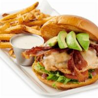 California Ranch Chicken · Grilled Chicken breast with Applewood smoked Bacon, Swiss Cheese, Fresh Avocado and a side o...
