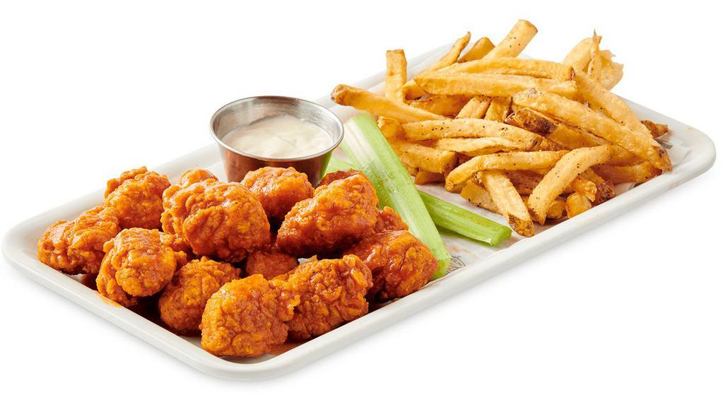 Boneless Wing Dinner · Half Pound of Boneless Wings tossed in your choice of sauce. Served with One Side