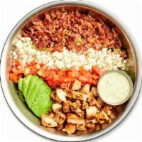 Avocado Chopped Salad · Avocado, Chopped Bacon, Tomatoes, Grilled Seasoned Chicken, Bleu Cheese Crumbles. Recommende...