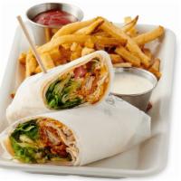 Buffalo Chicken Wrap · Crispy Chicken tossed in Bufallo Sauce, Shredded Lettuce, Roma Tomatoes and Mixed Jack/Chedd...