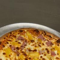 Fiery Hawaiian  Pizza · Pizza sauce, ham, pineapple and mozzarella cheese.