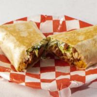 Burrito · Your choice of meat, rice, beans, cheese, lettuce, sour cream, avocado, sauce.