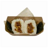 Spam & Egg · Japanese rice ball filled with spam and eggs all wrapped in seaweed