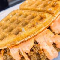 Fried Chicken And Waffle Sandwich · With your choice of sauce