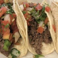 Lunch Street Tacos · 3 street tacos on corn tortillas. Served with your choice of taqueria meat, onions, cilantro...