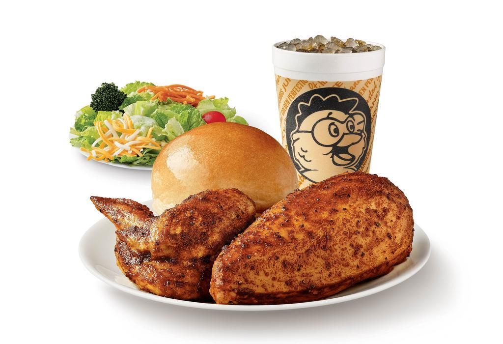 Golden Roast · 2 Piece (Breast & Wing). 3 Piece (Leg, Thigh & Wing). With choice of a side, yeast roll, 30 oz. drink