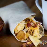 Breakfast Burrito · Soft-Flour Tortilla with eggs, protein, and cheese