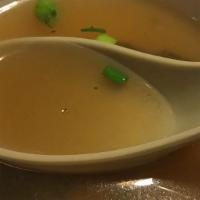 Miso Soup · Japanese soup with soft tofu, wakame and scallions