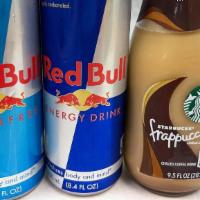 Red Bull And Starbuck · Diet Red Bull, Regular Red Bull and Starbuck Mocha