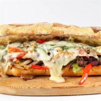 Philly Cheese Steak · Provolone cheese, grilled onion, bell pepper, mushroom.