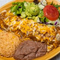 Burrito Enchilado · One Burrito filled with refried beans, and your choice of al pastor, carnitas, or ground bee...
