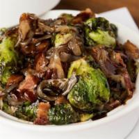 Bacon & Onion Braised Brussels Sprouts · Caramelized garlic and balsamic dressing.

(Gluten-free, Vegetarian Option, Vegan Option)