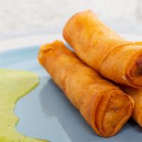 Cheese Rolls · Cream cheese, onion, mushroom, lightly fried, served with cilantro dipping sauce.