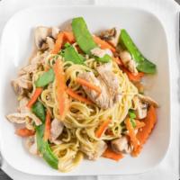 Lo Mein · Vegetarian. Stir-fried noodle with Chinese broccoli, carrot, mushroom, green onion. Spice le...