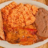 Mexican Plate · Served with 2 cheese enchiladas, and 1 crispy taco of either beef or chicken