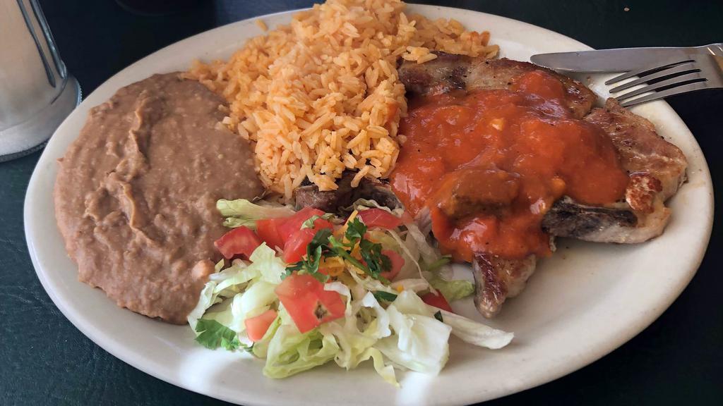 Pork Chop Plate · Served with salsa ranchera