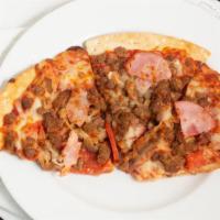 Meat Market · Pepperoni, mild sausage, Canadian bacon, burger, spicy Italian sausage.
